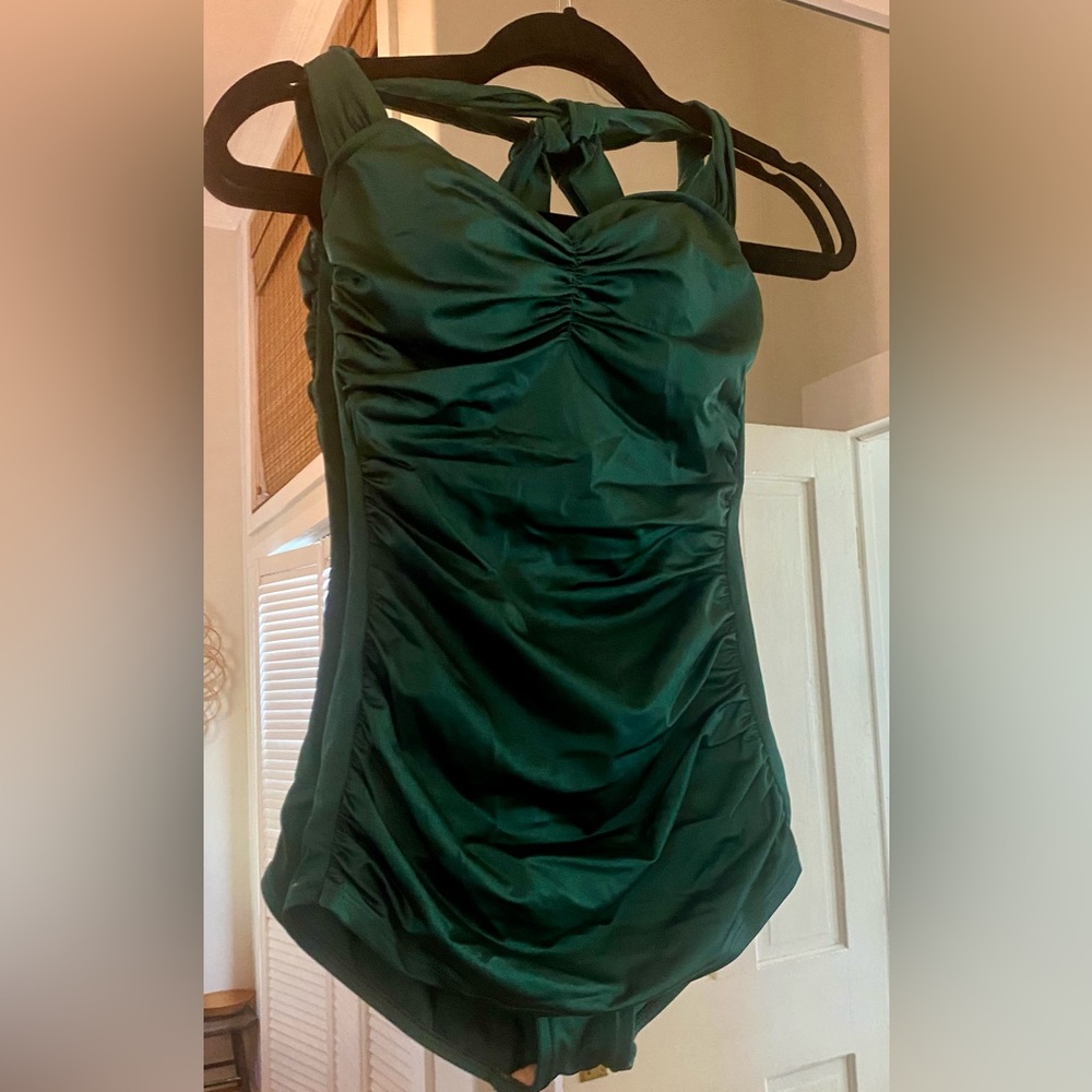 Emerald one piece vintage inspired swimsuit